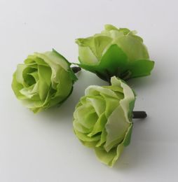 Hot ! 400pcs Artificial flowers Green Tea Rose Flower Head Artificial Flower Wedding Decorating Flowers 3MM