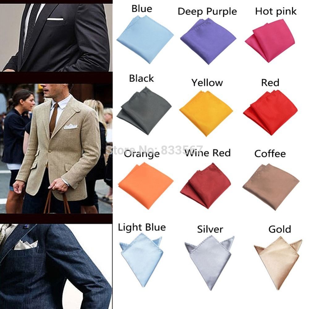 Hanky Solid Formal Suit Plain Pocket Men Hanky Silk Pocket Square Handkerchief