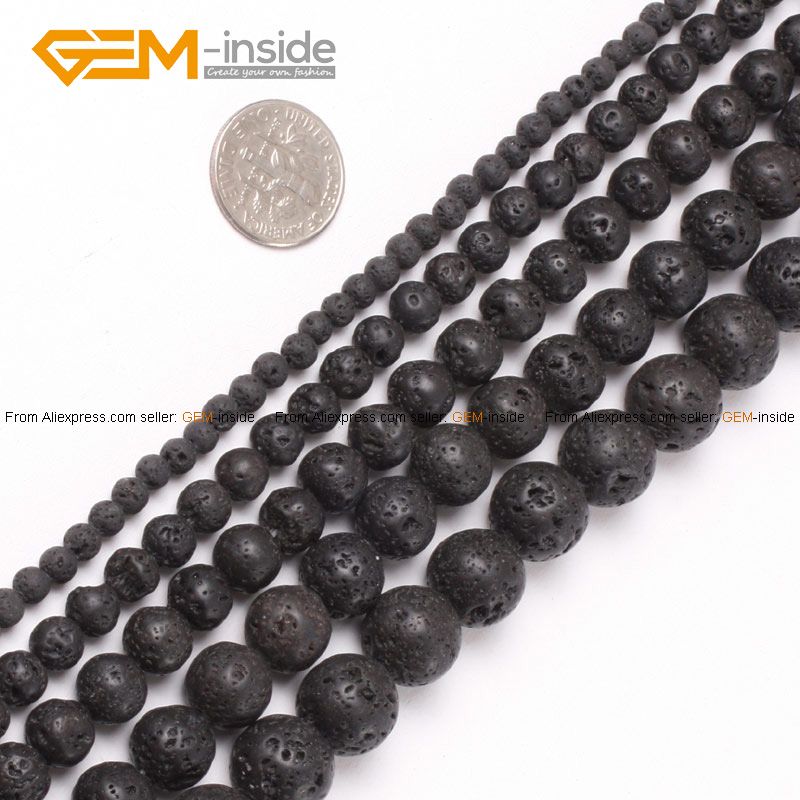 

Wholesale-Lava Rock Beads Fashion Round Black Selectable Size 4-20mm,Natural Stone Beads For Jewelry Making Diy Bracelet Free Shipping