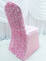 Wholesale-20 Pieces Free Shipping spandex stretch lycra chair cover with 3D satin rosette flower back
