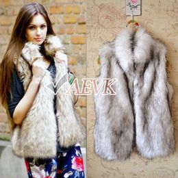 Wholesale-2015 New Fashion Free shipping Winter Sleeveless Warm Women Faux Fur Vest fur coat Jacket Waistcoat Coat 10