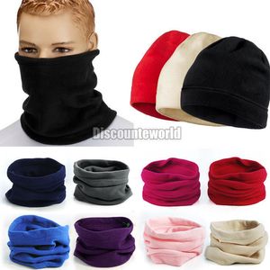 Wholesale-2015 Fashion New Use Unisex Polar Fleece Snood Hat Neck Warmer Ski Wear Scarf Beanie Balaclava Free shipping