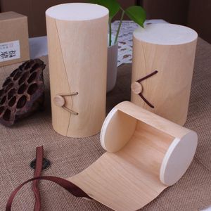 Wholesale-Natural Birch Wood Box For File Stationery Box Circle Drawings Packaging Box General Beauty Candy Gift Box Pot Box 4pcs/lot