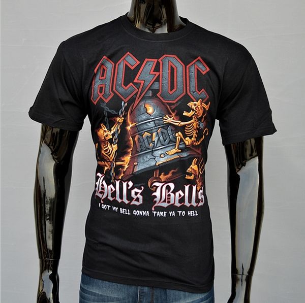 

Оптовые- [UEBuy] Новинка Дизайн AC DC Белл Череп Мужские футболки acdc Летний стиль Повсе