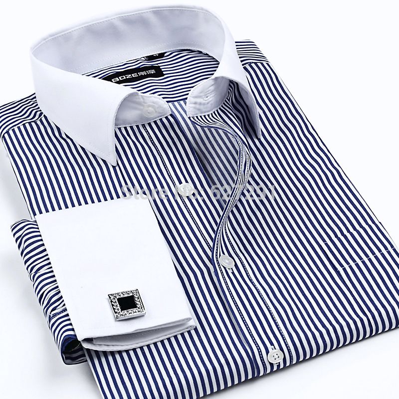 Wholesale-New 2020年高品質メンズシャツファッションビジネスカジュアルドレスシャツフランスのカフスボタン送料無料xxxxl