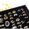 Jewelry Organizer Ring Display Tray Black Velvet Pad Box 100 Slot Insert Holder Case Ring Storage Ear Pin Display Box Organizer earing