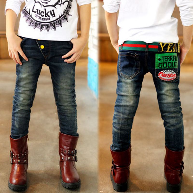 Wholesale 2015 Size 3T 14 Children Spring Winter Full Jeans Big Boys
