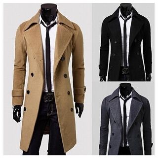 Herbst 2015 Mode stilvoller Herren-Trenchcoat, Winterjacke, Zweireiher-Mantel, Mantel aus Wolloberbekleidung, lange Jacke M-XXXL