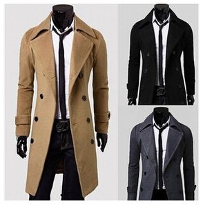 Fall-2015 Fashion Stylish Men's Trench Coat, Winter Jacket ,Double Breasted Coat ,Overcoat woolen Outerwear Long jaqueta M-XXXL