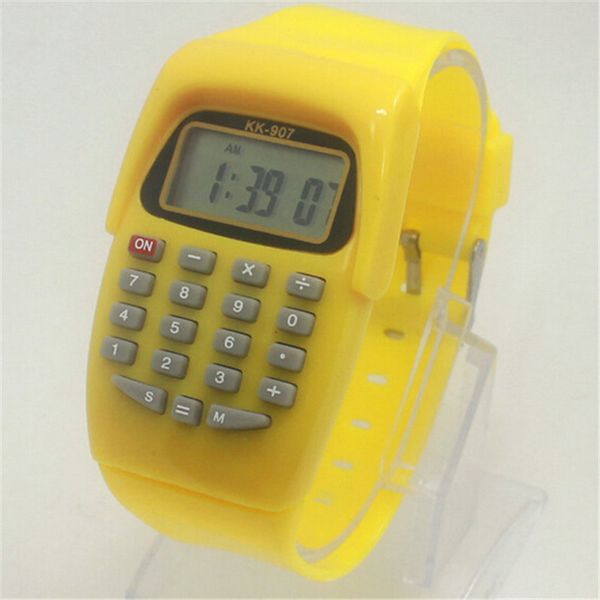 

wholesale-new hot casual fashion sport watch for men women kid colorful electronic multifunction calculator watch jelly watch cc2266, Slivery;brown