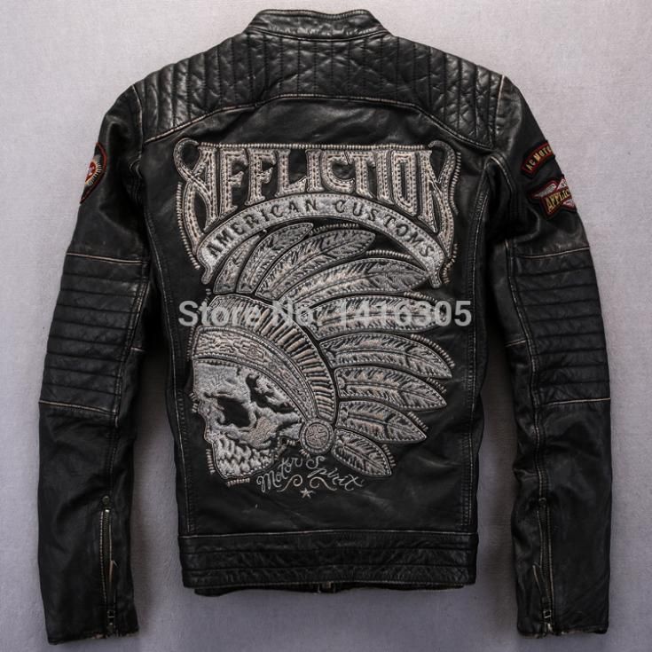 2018 Fall 100 Cowhide Men Full Measure Motorcycle Jacket American 2018 Fall 100 Cowhide Men Full Measure Motorcycle Jacket American Custom Inspired Artwork Vintage Wash Cow Hide Genuine Leather From Easme