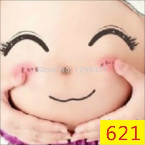 Acheter Gros Mignon Newborn Photographie Props Femmes Enceintes Ventre Visage Souriant Tatouage Autocollants Pour Maternité Gravida Photos Outils