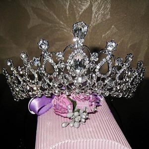 Accessorio per capelli da sposa in cristallo all'ingrosso-oversize, diademi e corone da sposa in vendita corone di strass per spettacoli, gioielli per capelli