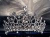 Tiaras y coronas de boda de accesorios para el cabello de novia de cristal de gran tamaño al por mayor para la venta coronas de desfile de diamantes de imitación joyería para la cabeza adorno para el cabello