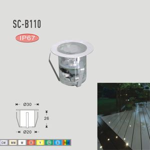 도매 - 7colors 스테인레스 스틸 안뜰 LED 데크 빛 DC12V 0.6W IP67 SMD2835 LED 야외 조명 정원 장식 지 하 램프