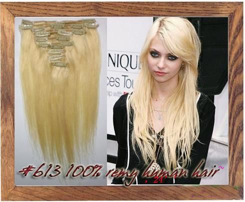 18 26 Inch Clip In 100 Remy Human Hair Extensions 613 Bleach