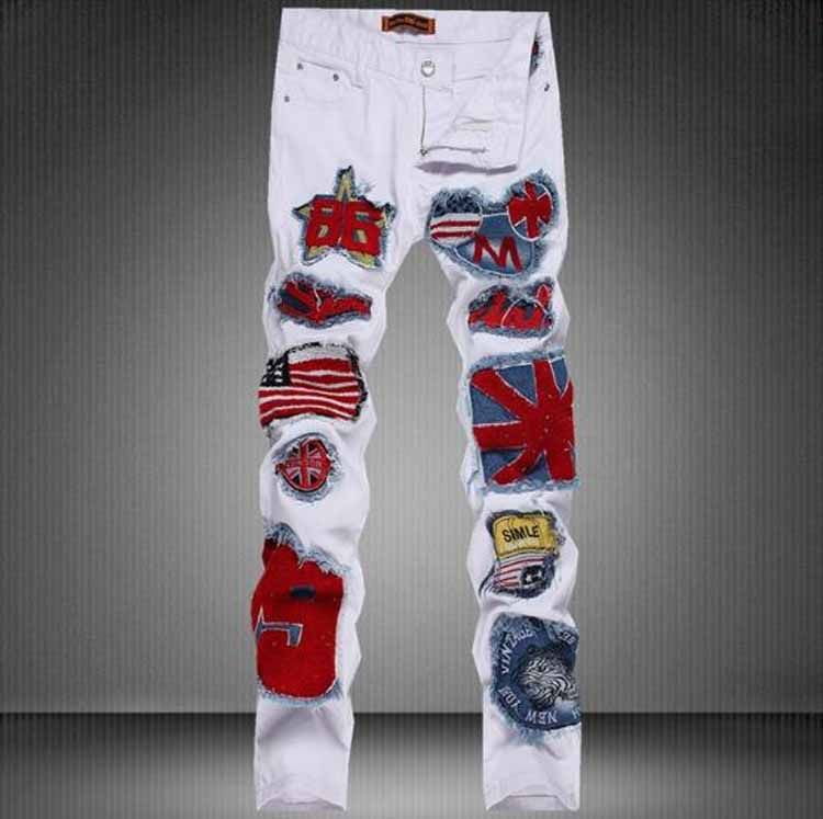 2020 Biker Jeans For Men New Arrival American Flag Mens Jeans Famous Brand Slim Fit Pencil