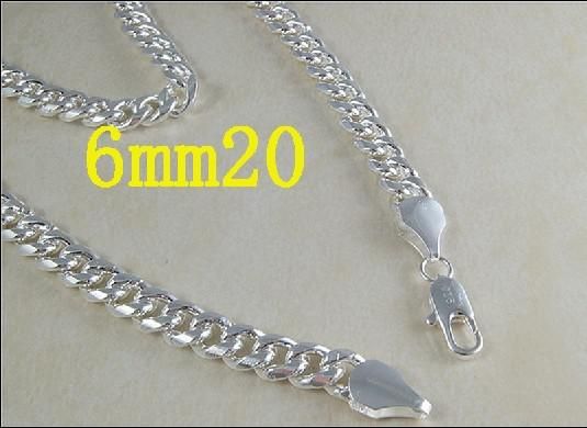 новые прибыли 925 серебро мужская снаряженном состоянии цепи ожерелье 6 мм 20 дюймов/51 см