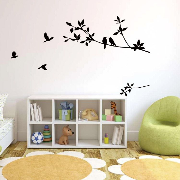 Nice Wall Stickers Tree Branches Part - 13: Birds On The Black Tree Branch Wall Decal Sticker Living Room Bedroom Wall Art Mural Decor Poster Home Art Wall Applique Sticker Wall Art Stickers Wall Art ...