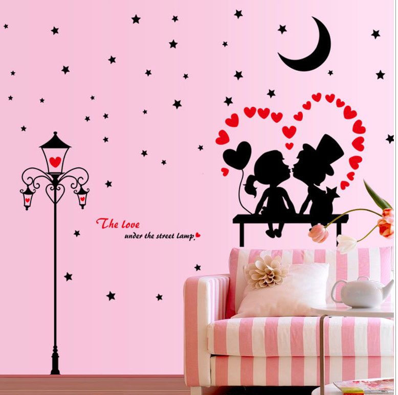Living Room Decor Stickers the love under the street lamp wall art mural decor sticker living Living Room Decor Stickers the love under the street lamp wall art mural decor sticker living