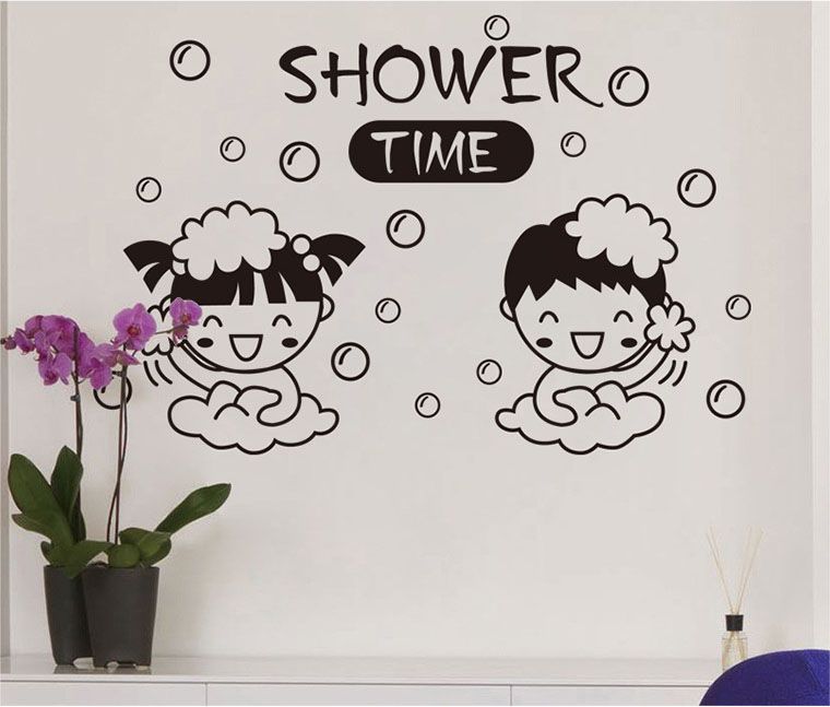 Bathroom Symbol Wall Art Mural Decor Sticker Cute Girl Boy Bubble ... Bathroom Symbol Wall Art Mural Decor Sticker Cute Girl Boy Bubble ...