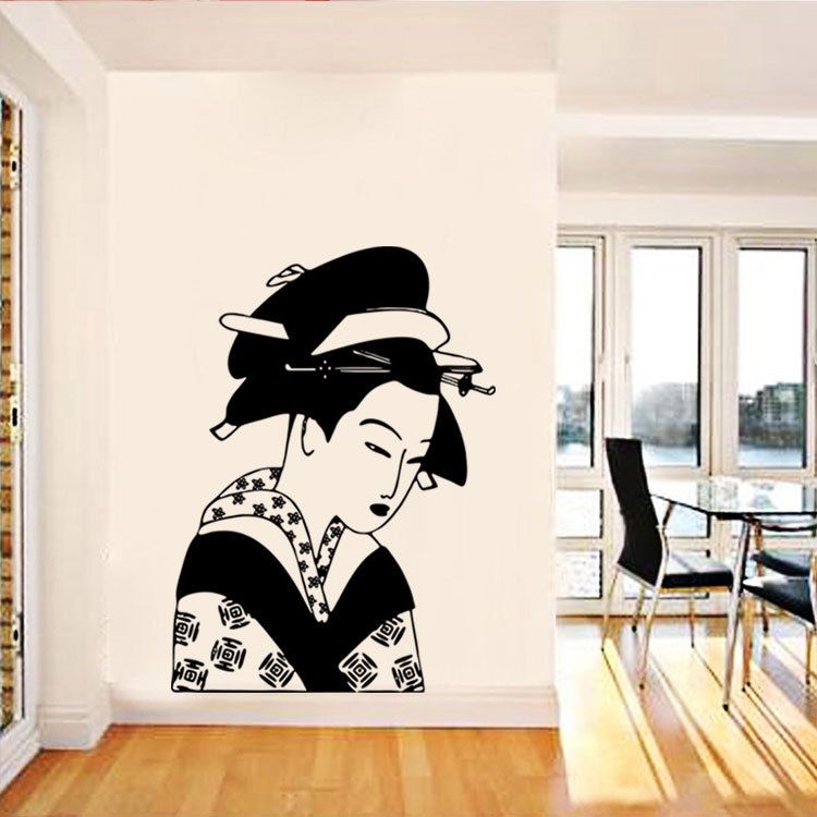 Japanese Ancient Female Art Wall Decal Sticker Japanese Girl Mural Wall Applique Poster Home