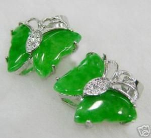 Beautiful 2PCS Green Jade Butterfly Pendant Necklace 2pc/lot