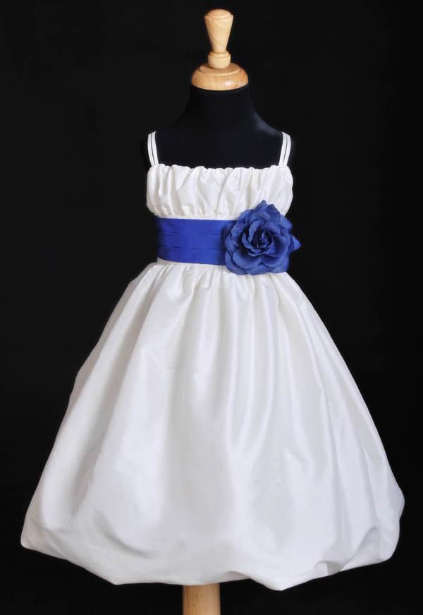 2020 NEW!!! Custom Made IVORY ROYAL BLUE WEDDING Flower Girls Dress