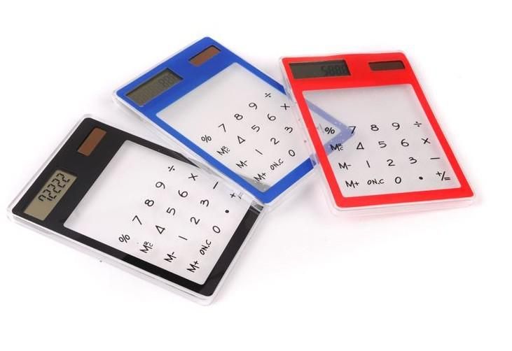Commercio all'ingrosso - Calcolatrice ultrasottile del touch screen del calcolatore solare trasparente 50pcs / lot-Office
