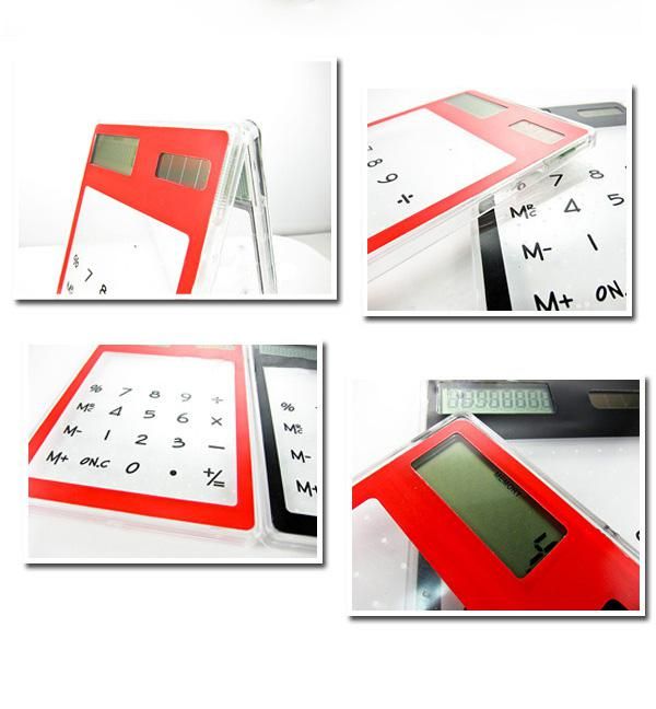 Venda por atacado - 50pcs / lot-Office Transparente Calculadora Solar Touch Screen Ultra-fino Calculadora