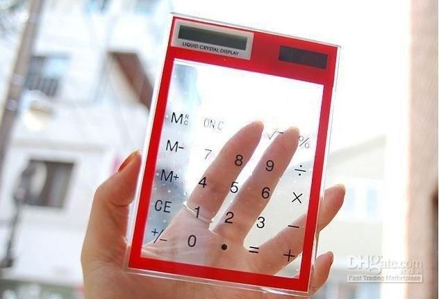 Commercio all'ingrosso - Calcolatrice ultrasottile del touch screen del calcolatore solare trasparente 50pcs / lot-Office