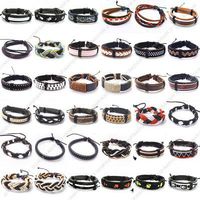 Wholesale 10pcs Mix Styles Adjustable Leather Bangles Bracelets For DIY Craft Jewelry Gift inch LBA1