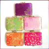 Portable Square Ladies Pocket Compact Mirror Favor Silk Printed double side Folding Makeup Mirror 50pcs/lot mix color Free shipping