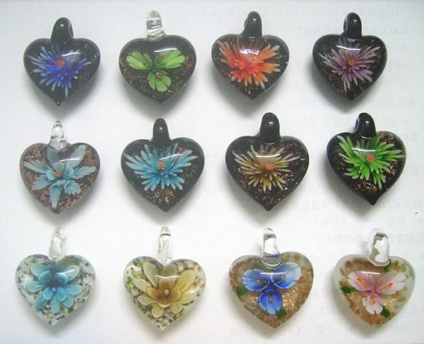 / Multicolore Heart Murano Lampework Verre Pendentifs Fit Craft Craft Collier Pendentif Pendentif PG0 *