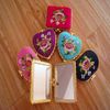 Embroidered Peony Flower Pocket Compact Mirrors Wedding Birthday Party Favors Pretty Double sided Small Ladies Makeup Mirror Portable 10pcs/