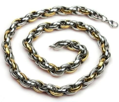 regali gioielli moda oro argento francese corda in acciaio inossidabile 316L 11mm catena collana, regali degli uomini.