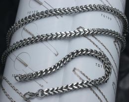 MEN'S favour Jewellery Set,Titanium steel silver Handicraft square polishing chain Necklace & Bracelet