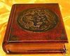 Sällsynta kinesiska läder Trä snidad Dragon Book Box / Smycken Box