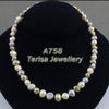 New Free Shipping A758#8-9MM 18inch White Gary Green Mix Color Fresh Water Pearls Necklace Handmade Fashion Lady's Wedding Birthday Jewelry