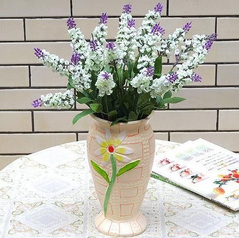 120 unids lavanda ramo simulación seda flor artificial lila oscuro púrpura color blanco