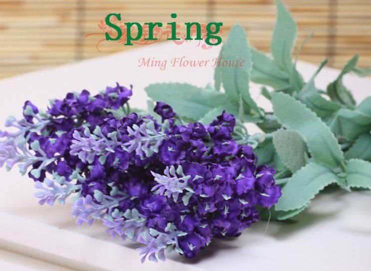 bouquet de lavande Simulation Silk Fleur artificielle Lilas Purple foncé Blanc Couleur