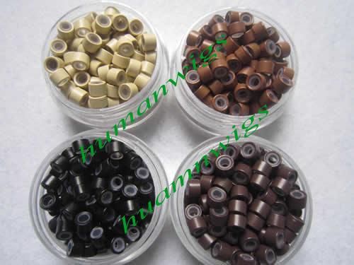4.5mm silicone micro ring links for feather hair extensions,color:dark brown!mix color
