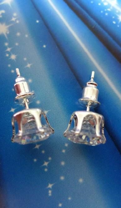 Überzogener silberner Ohrring-Bolzen-Silber-Diamant-Ohrring Modeschmuck 8mm STUD ZIRCON-Ohrringe