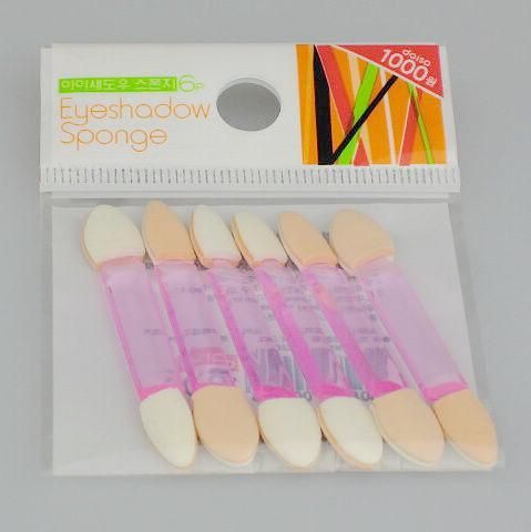 / lote herramienta de aplicador de esponja con brocha de maquillaje de sombra de ojos: mango doble de plástico rosado 56 mm R641