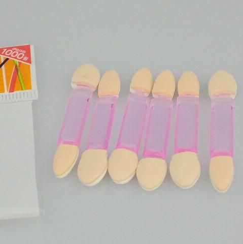 / lote herramienta de aplicador de esponja con brocha de maquillaje de sombra de ojos: mango doble de plástico rosado 56 mm R641