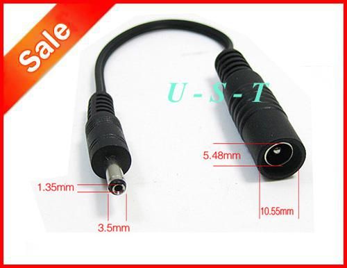 5.5mm / 2.1mm Female to 3.5mm / 1.35 mm male DC adapter end power conversion cable 