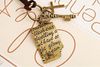 Vintage Shakespeare's Love Letter Cross Key Pendant Leather Cord Long Necklaces Sweater Chain 25pcs