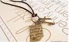 Vintage Shakespeare's Love Letter Cross Key Pendant Leather Cord Long Necklaces Sweater Chain 25pcs