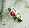 2011 New Vintage red gemstone rings personality ruby Skull flower double ring best selling 20pcs/lot