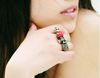 2011 New Vintage red gemstone rings personality ruby Skull flower double ring best selling 20pcs/lot